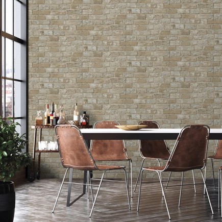 PAPEL PINTADO LADRILLO TONO BEIGE/GRIS.