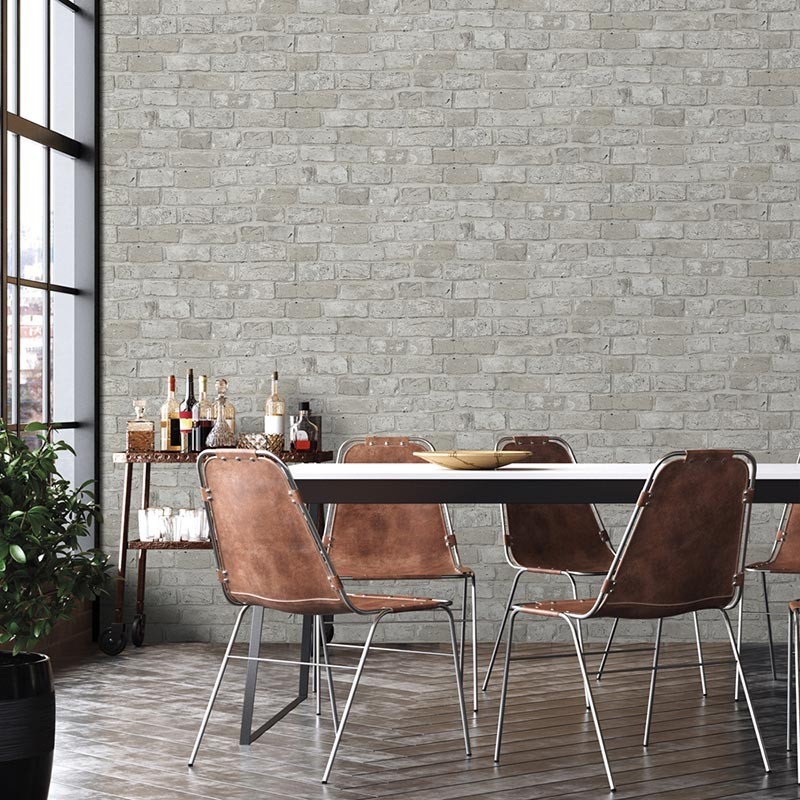 PAPEL PINTADO LADRILLO TONO GRIS. PAPEL PINTADO LADRILLO TONO GRIS.