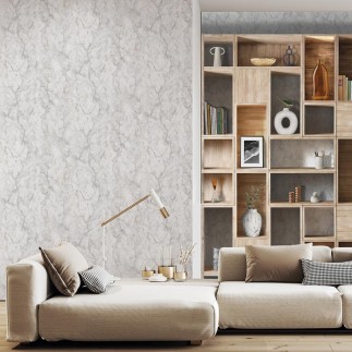 PAPEL PINTADO EFECTO MARMOL TONO GRIS/BLANCO/ARENA.