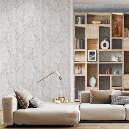 PAPEL PINTADO EFECTO MARMOL TONO GRIS/BLANCO/ARENA.