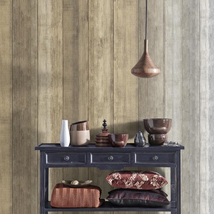 PAPEL PINTADO EFECTO MADERA TONO BEIGE.