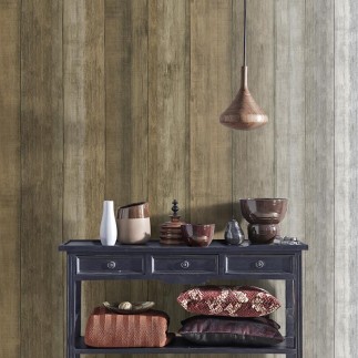 PAPEL PINTADO EFECTO MADERA TONO MARRON.