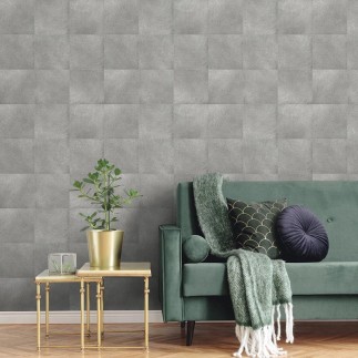PAPEL PINTADO CUADRADOS EFECTO PIEL PELO CORTO TONO GRIS.