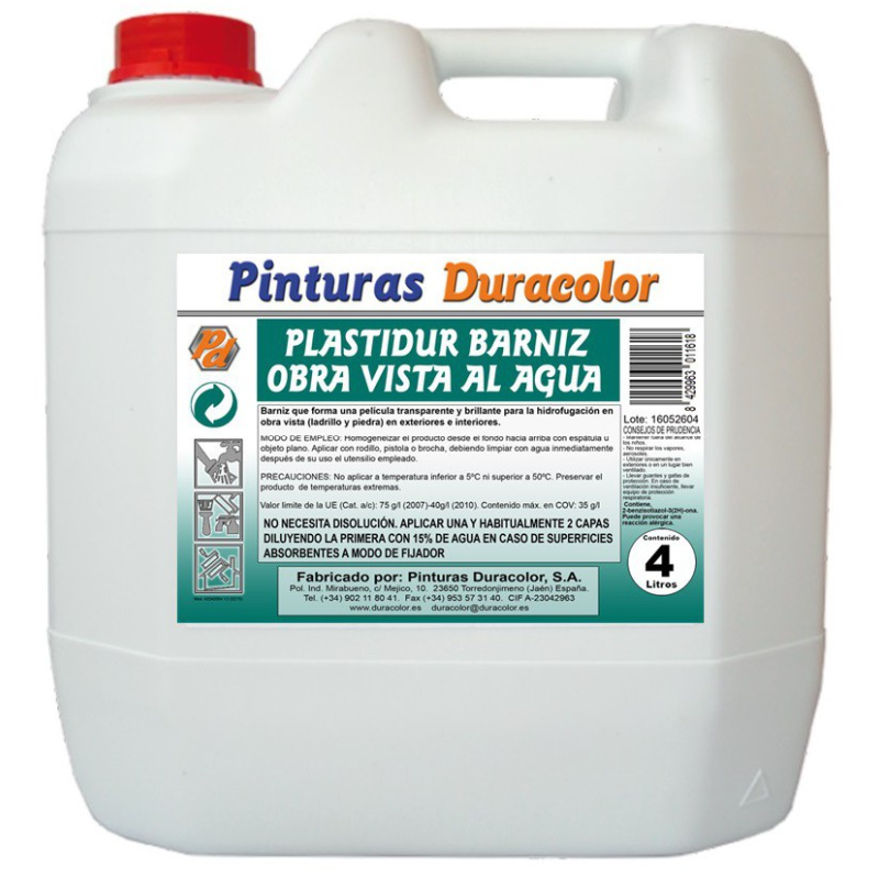 PLASTIDUR BARNIZ OBRA VISTA AL AGUA DURACOLOR 4L. PLASTIDUR BARNIZ OBRA VISTA AL AGUA DURACOLOR 4L.